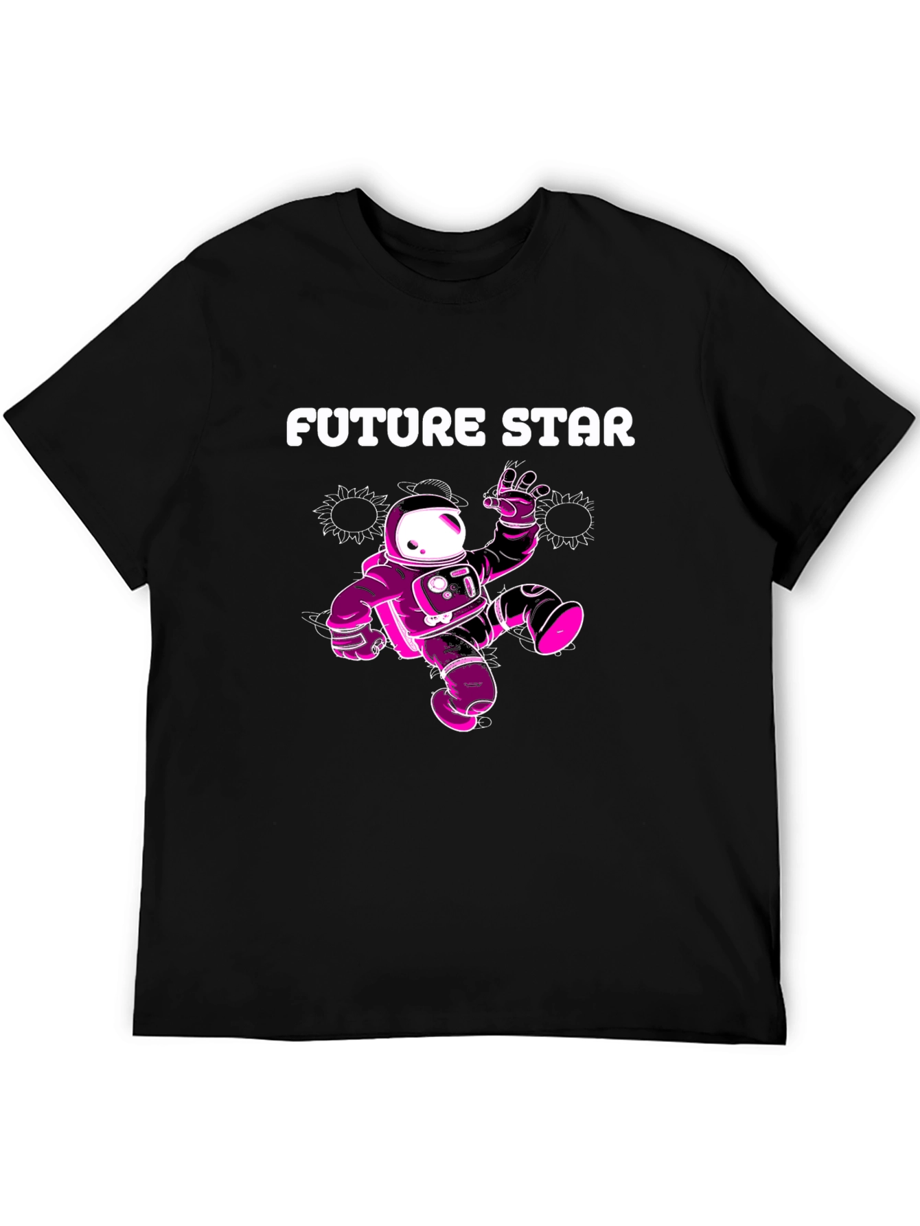 Future Star Graphic Tee - Black Cotton Astronaut T-Shirt