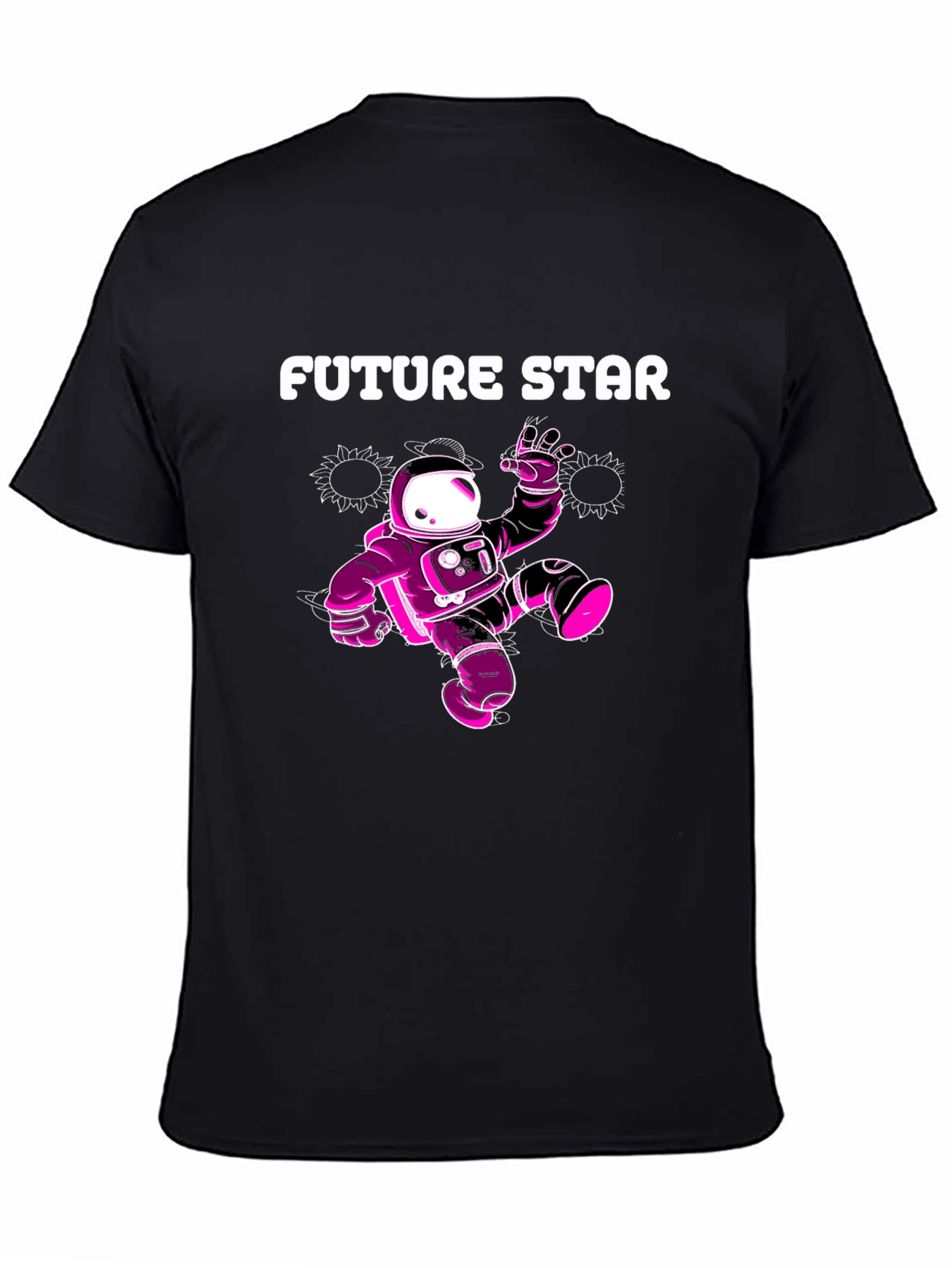 Future Star Graphic Tee - Black Cotton Astronaut T-Shirt
