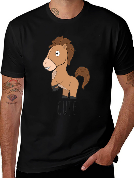Cute Horse Graphic Tee - Unisex Black T-Shirt