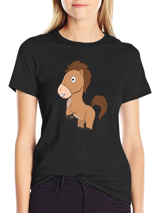 Cute Horse Graphic Tee - Unisex Black T-Shirt
