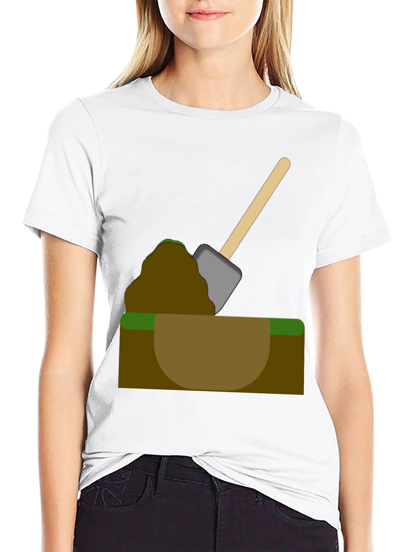 Digging T-Shirt - Cartoon Shovel in Hole Graphic Tee