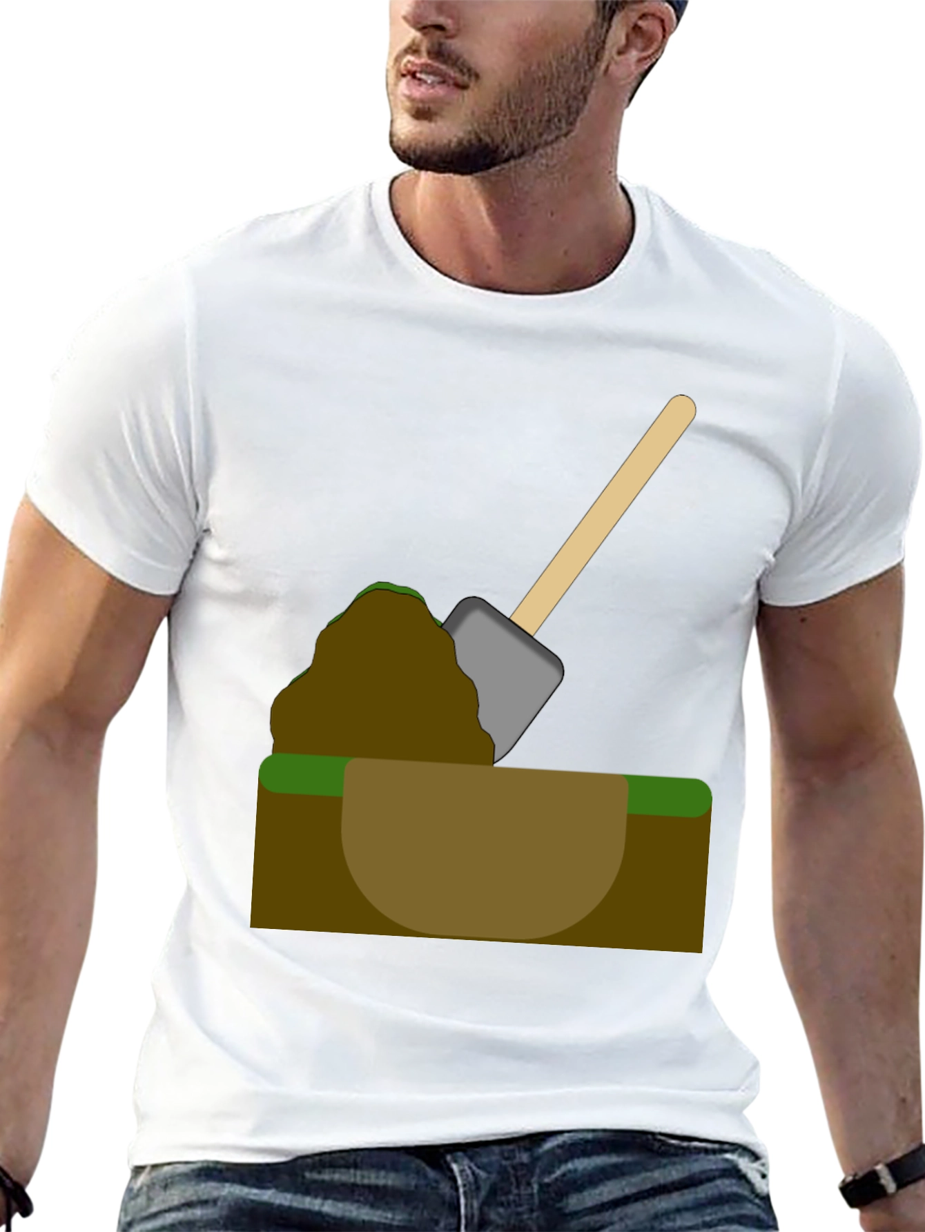 Digging T-Shirt - Cartoon Shovel in Hole Graphic Tee