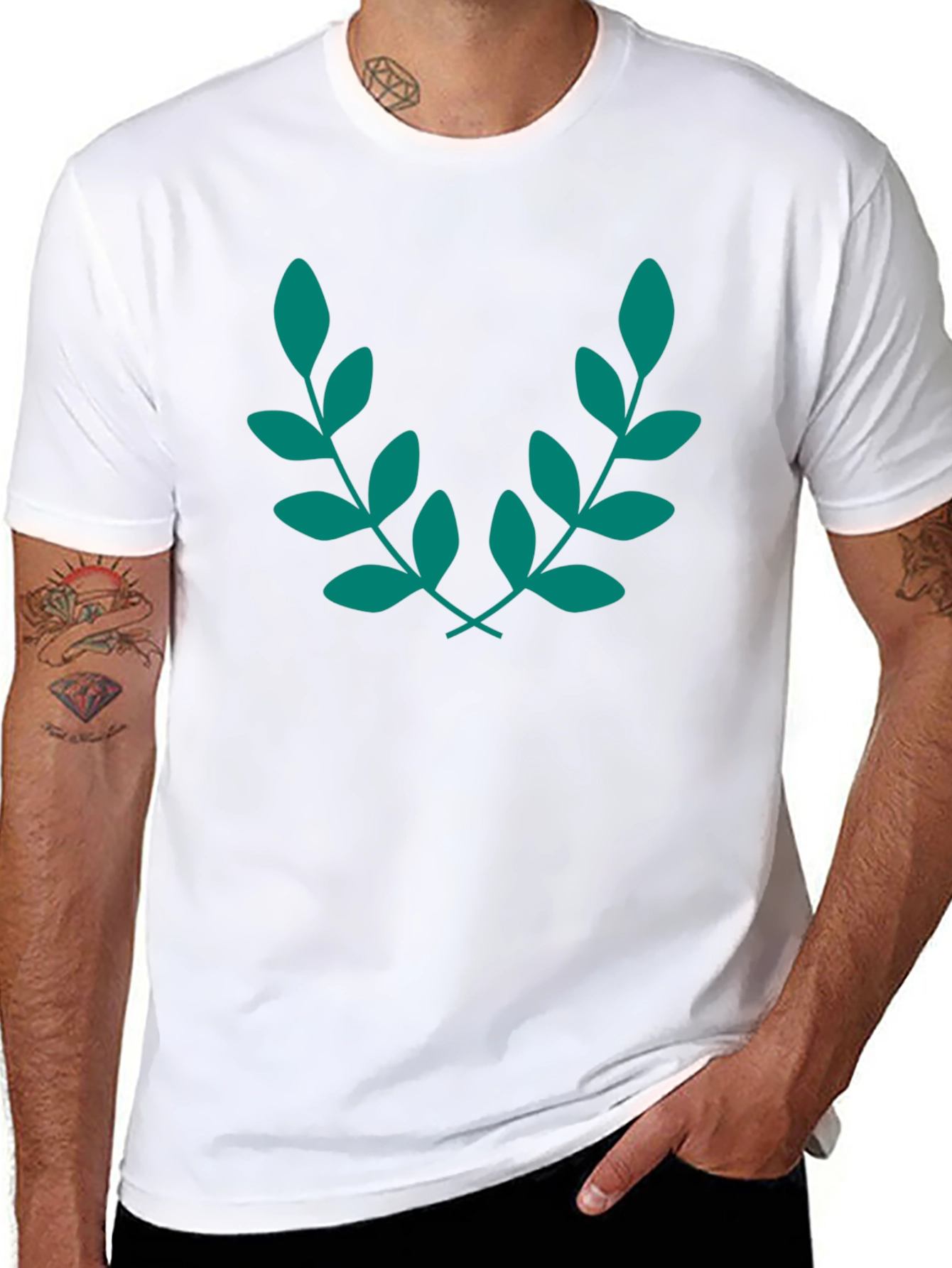 Elegant Leaf Branch Black T-Shirt