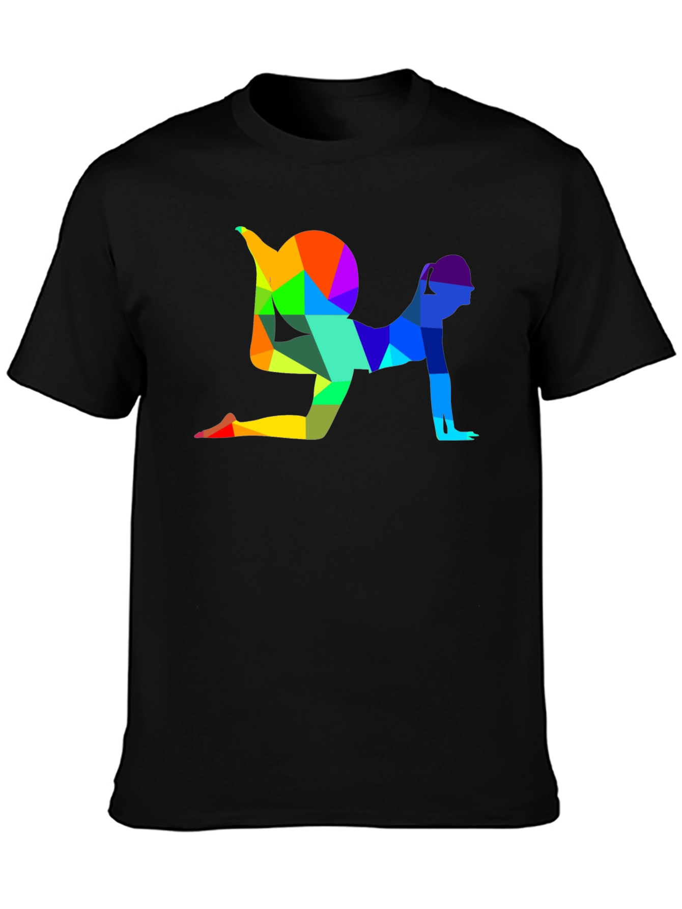 Geometric Yoga Pose Graphic T-Shirt - Unisex Black Tee