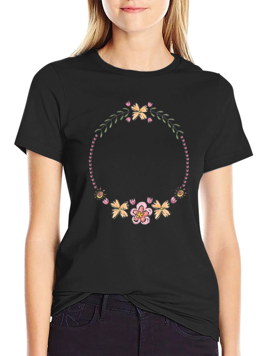 Floral Wreath T-Shirt - Black