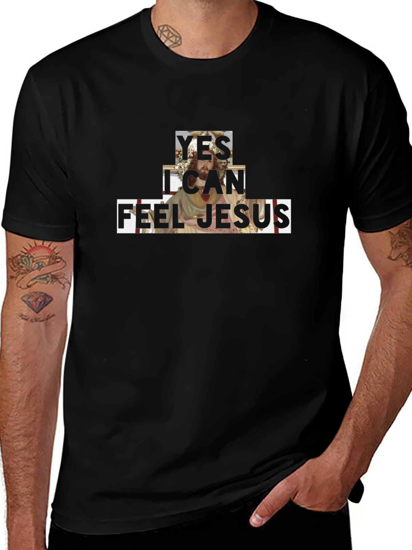 Yes I Can Feel Jesus Graphic Tee - Black