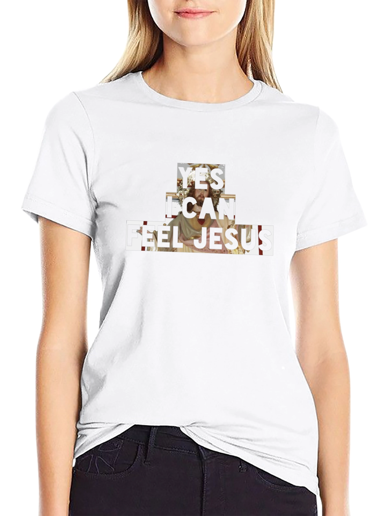 Yes I Can Feel Jesus Graphic Tee - Black
