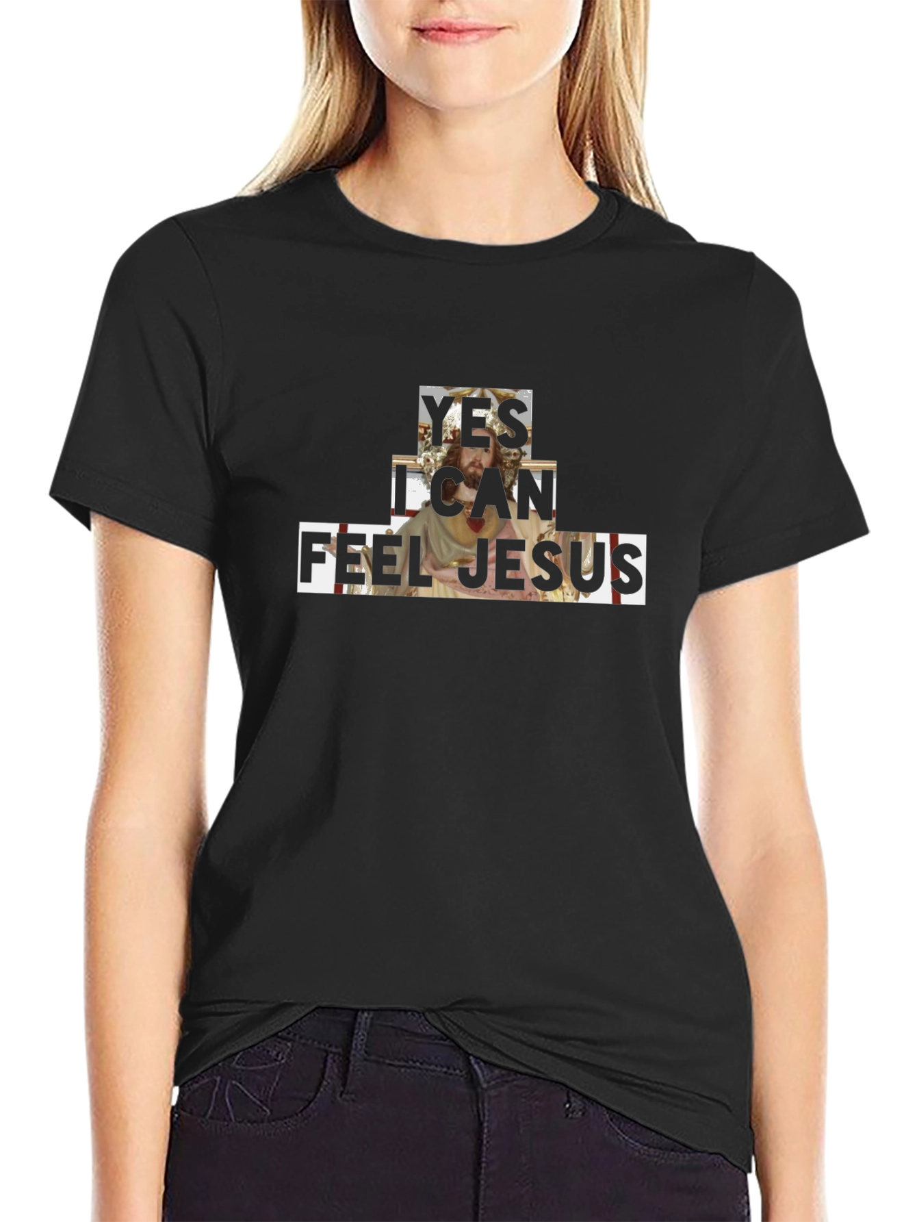 Yes I Can Feel Jesus Graphic Tee - Black