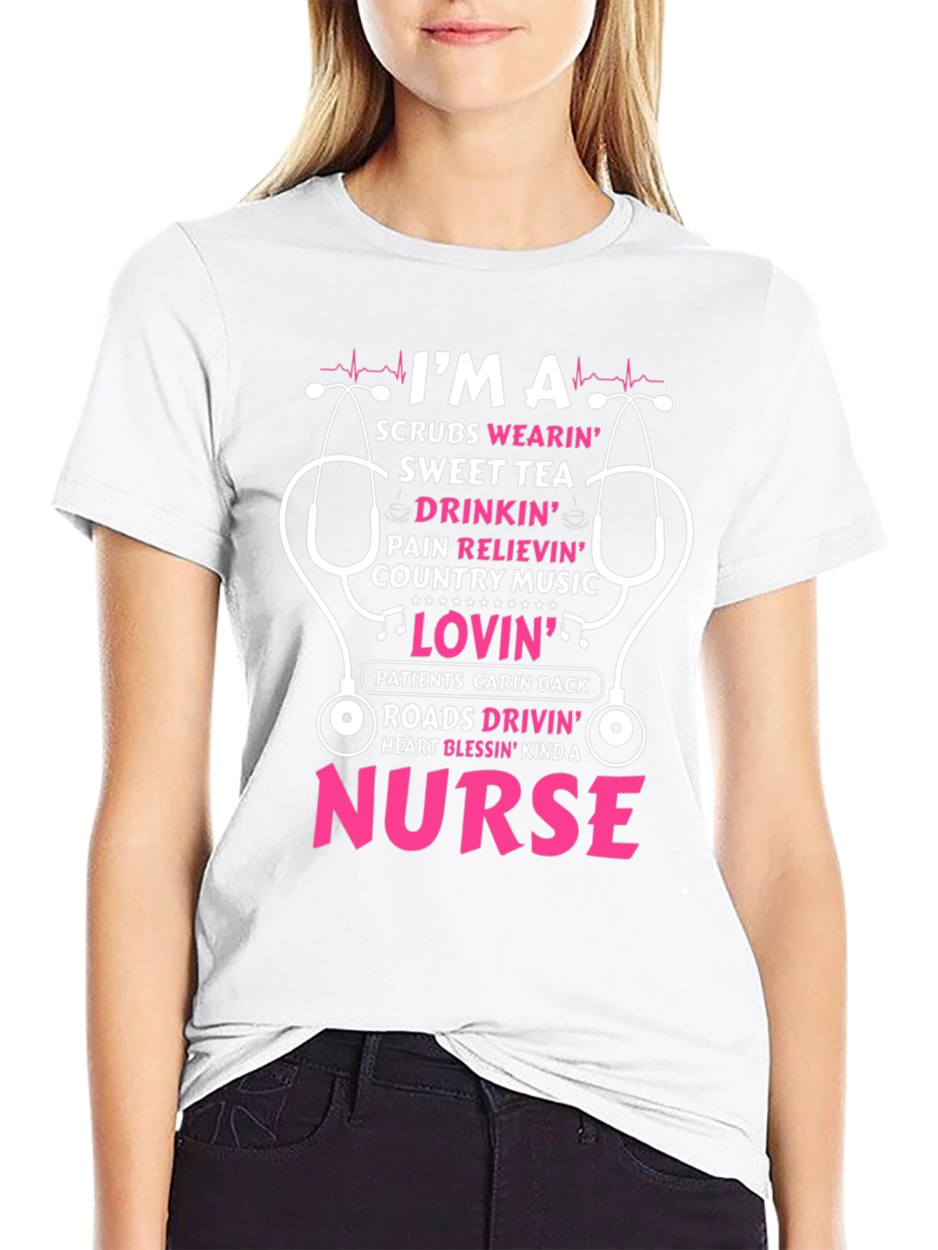 Nurse T-Shirt: Scrubs Wearin Sweet Tea Drinkin Design