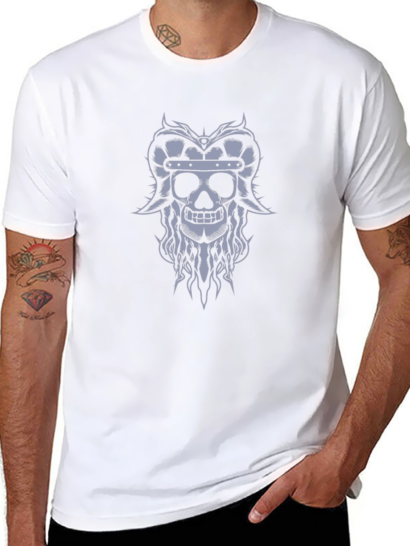 Viking Skull Graphic Tee - Black T-Shirt
