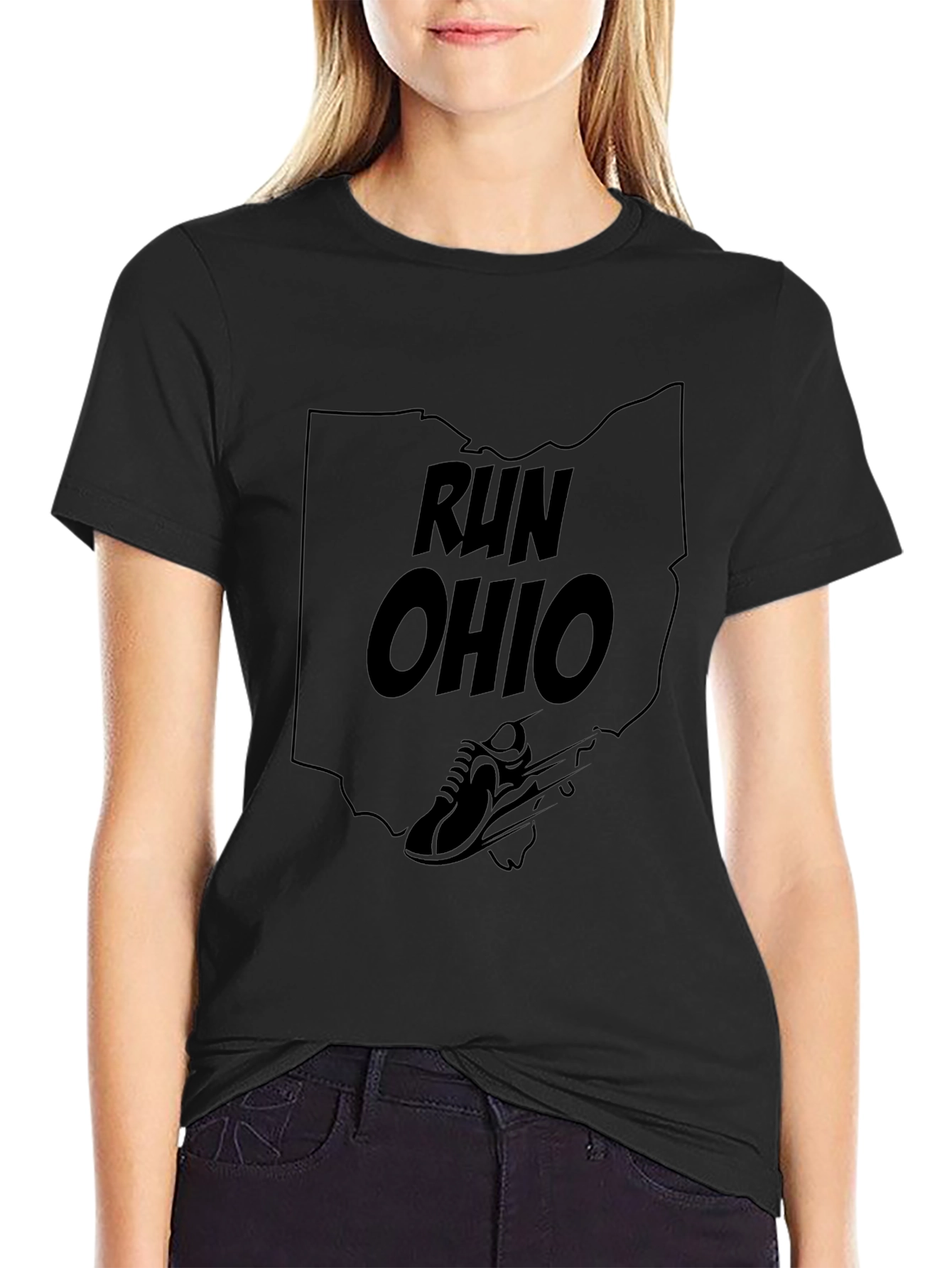 Run Ohio State Outline Black T-Shirt