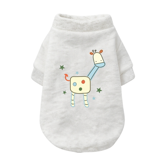 Cartoon Giraffe Star Cute Soft White Pet Casual Cardigan Sweater