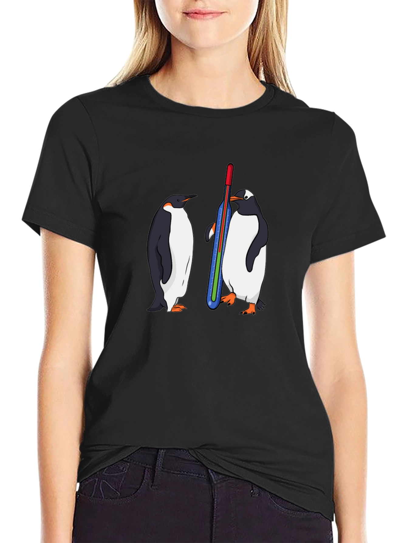 Penguin Thermometer Graphic Tee - Cool Animal Design