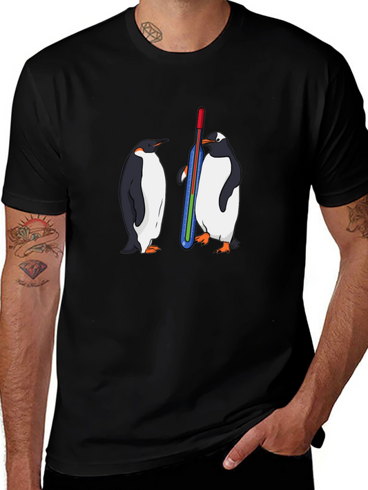 Penguin Thermometer Graphic Tee - Cool Animal Design
