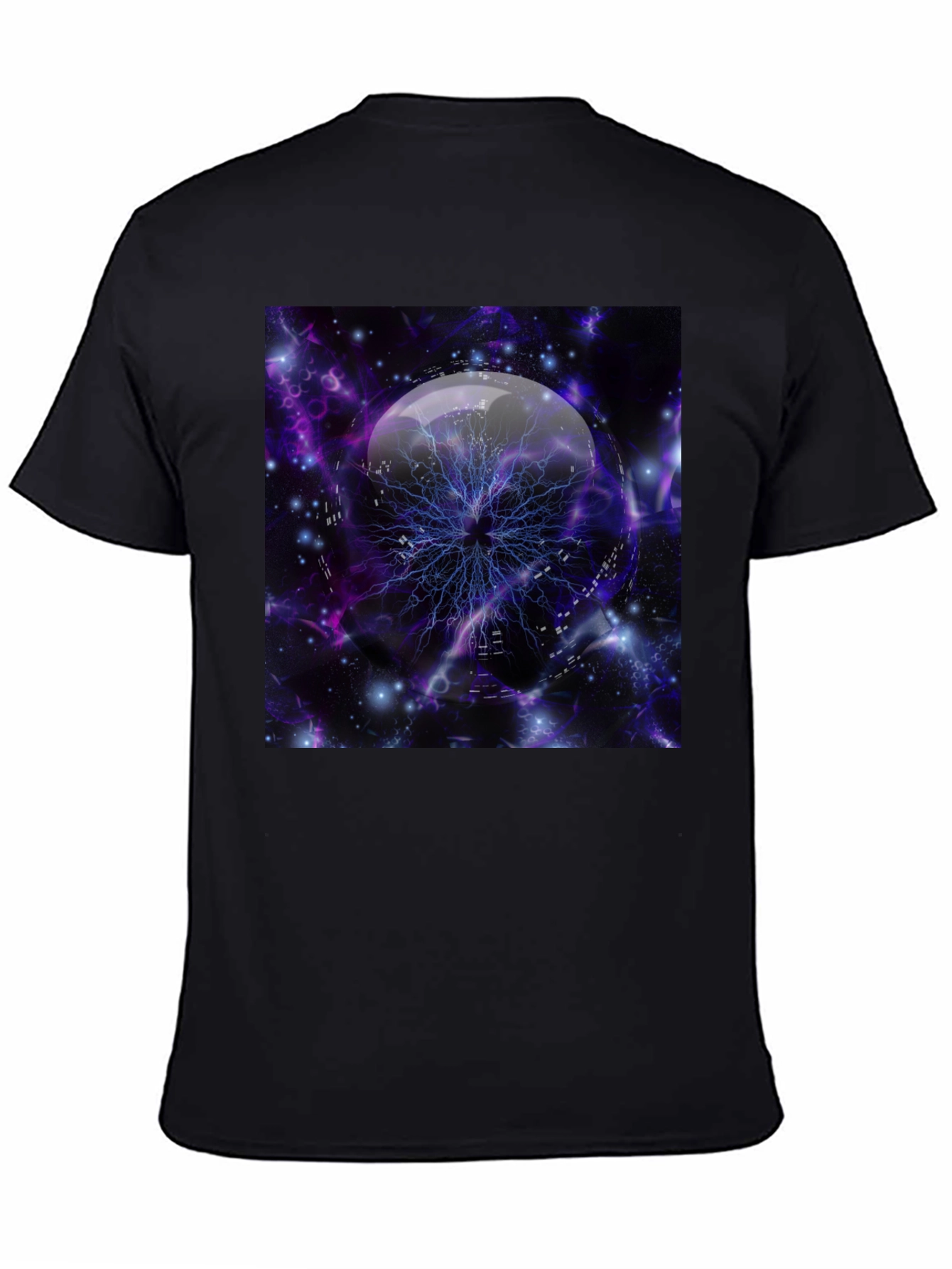 Cosmic Lightning Orb Graphic Tee - Black