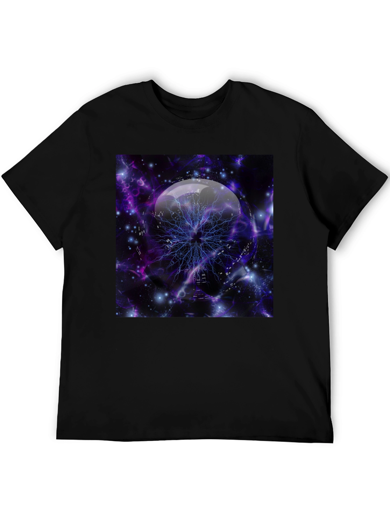 Cosmic Lightning Orb Graphic Tee - Black