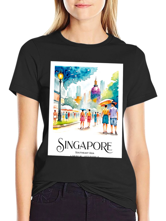 Singapore Travel T-Shirt - Artistic Cityscape Tee