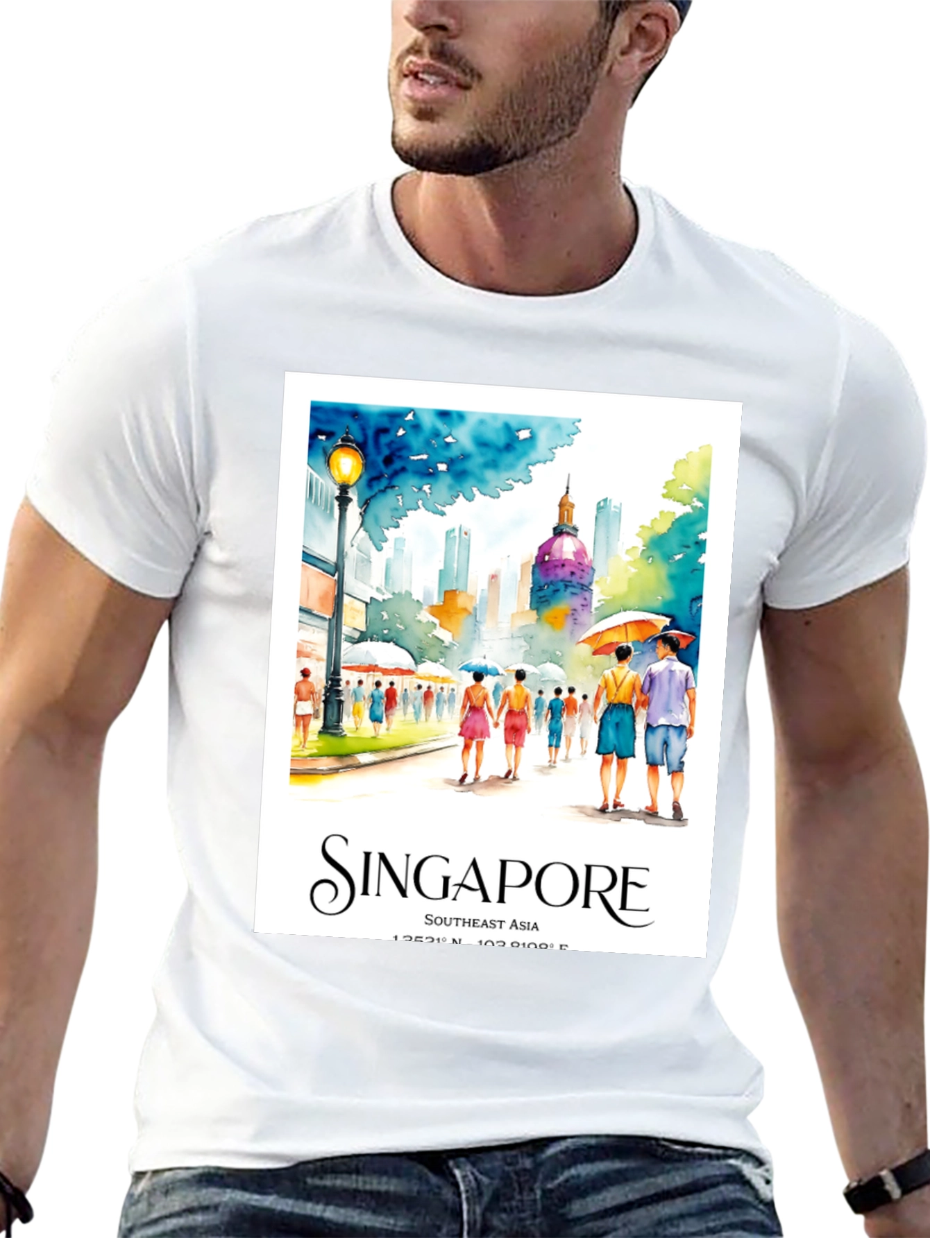 Singapore Travel T-Shirt - Artistic Cityscape Tee
