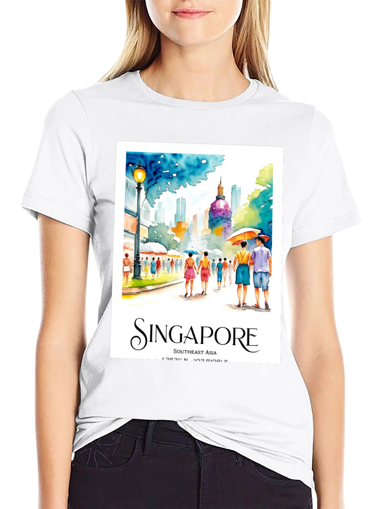 Singapore Travel T-Shirt - Artistic Cityscape Tee