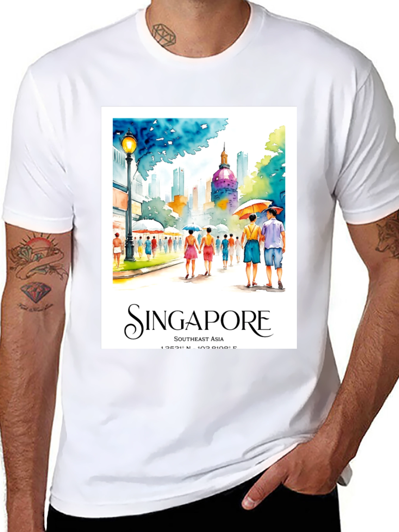 Singapore Travel T-Shirt - Artistic Cityscape Tee