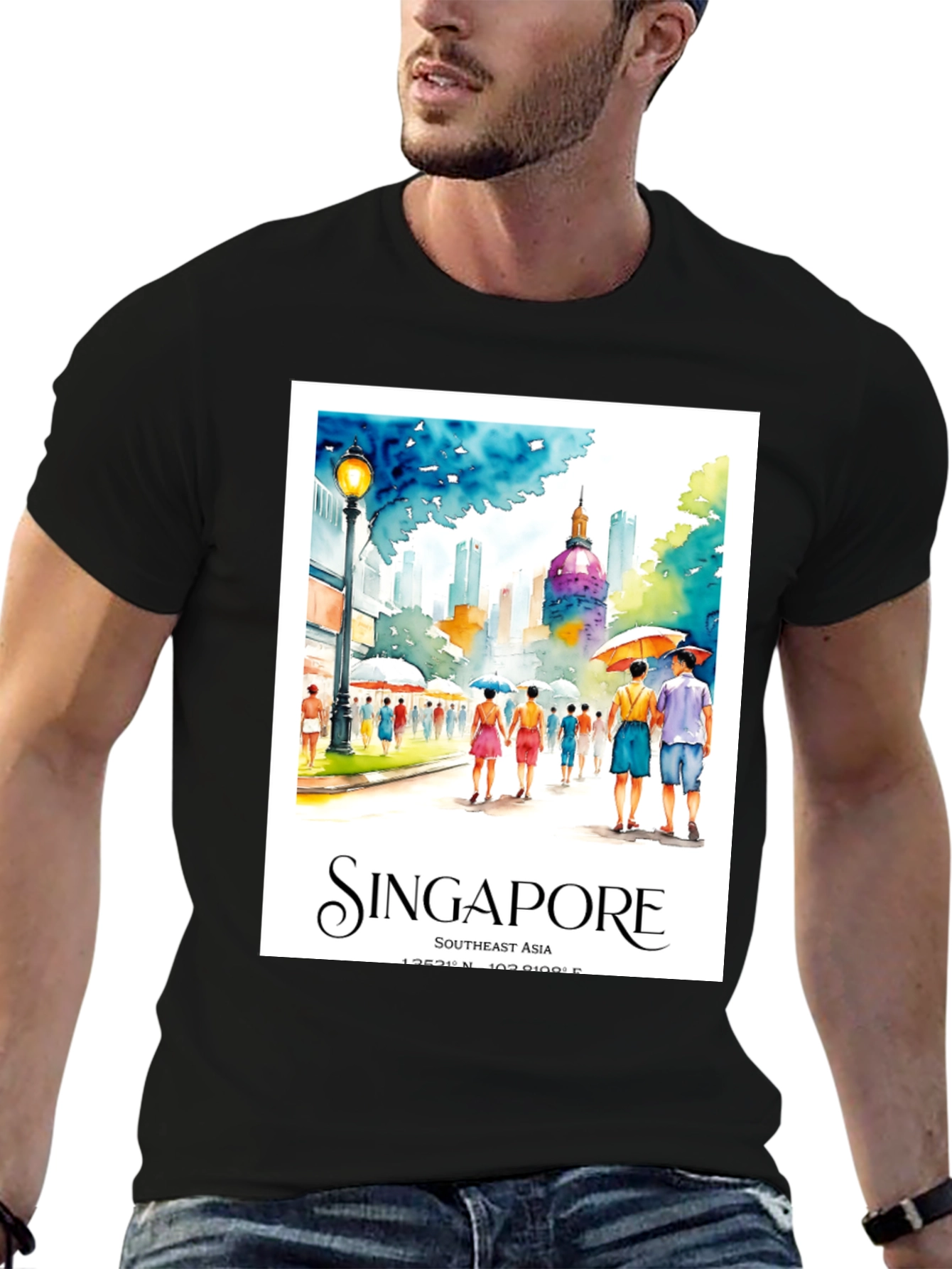 Singapore Travel T-Shirt - Artistic Cityscape Tee