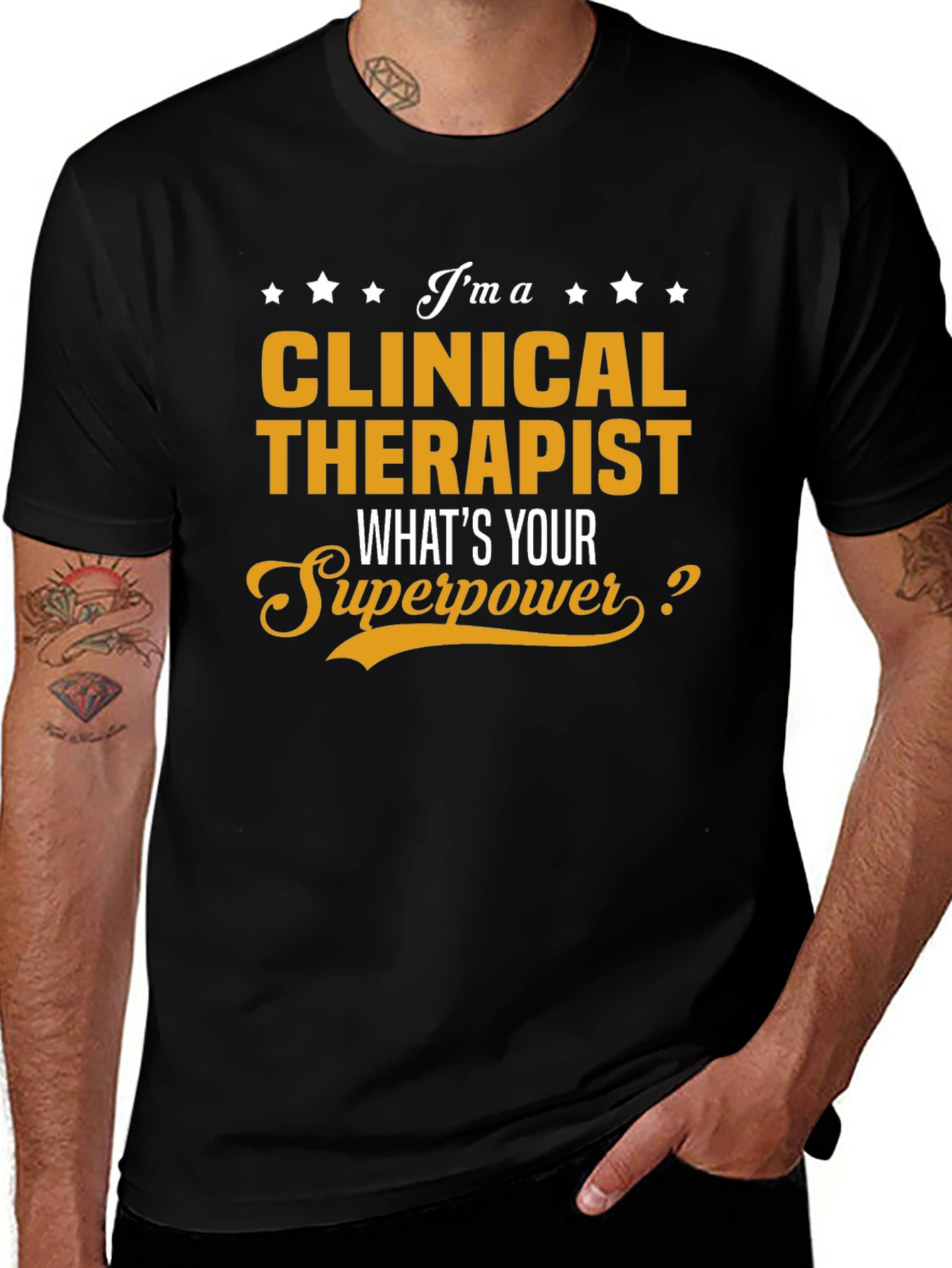Clinical Therapist Superpower Black Graphic Tee