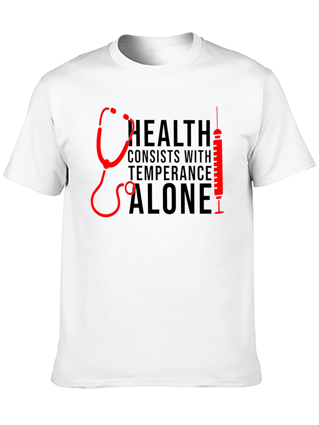 Health Stethoscope & Syringe Black T-Shirt