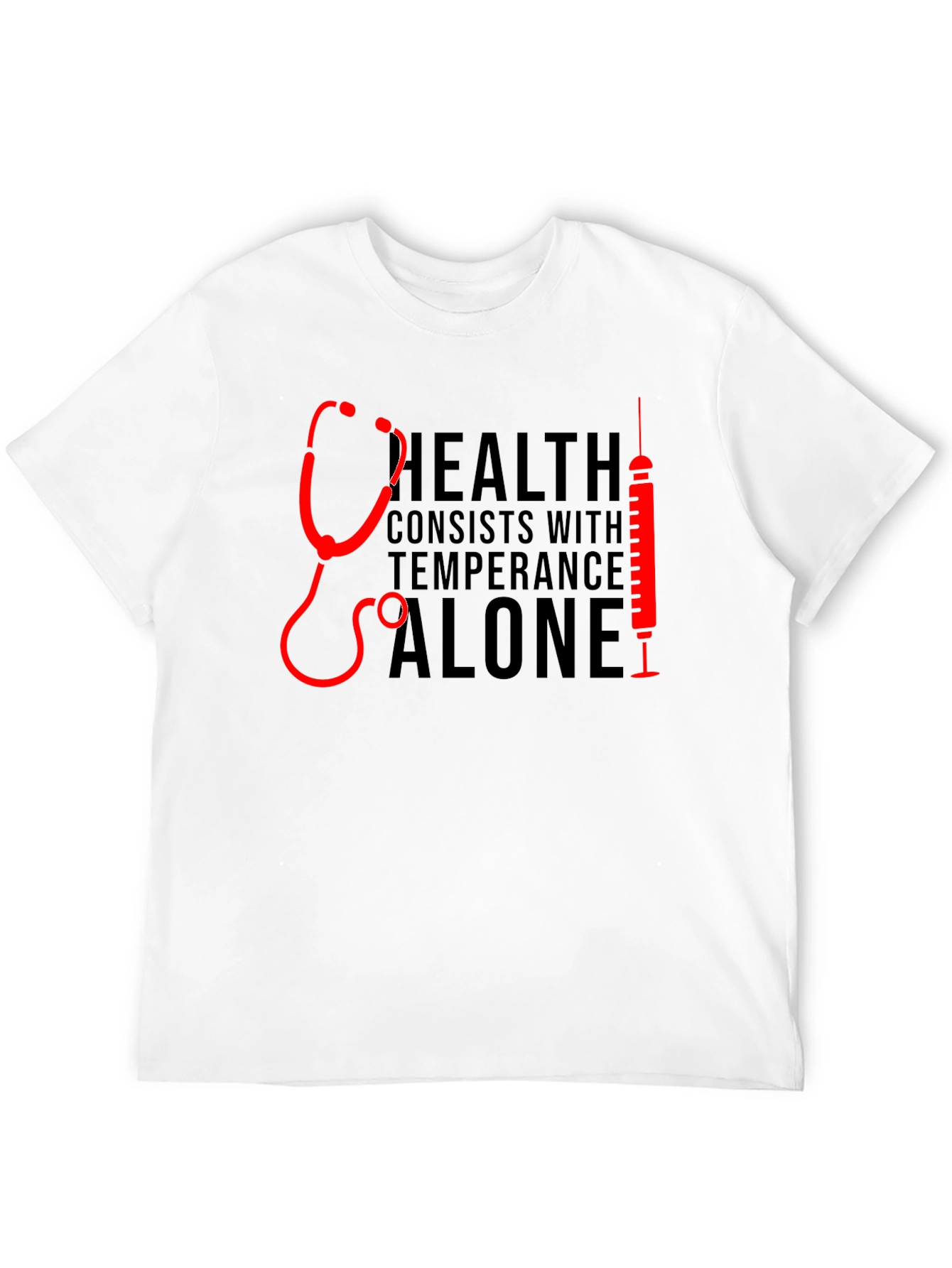 Health Stethoscope & Syringe Black T-Shirt