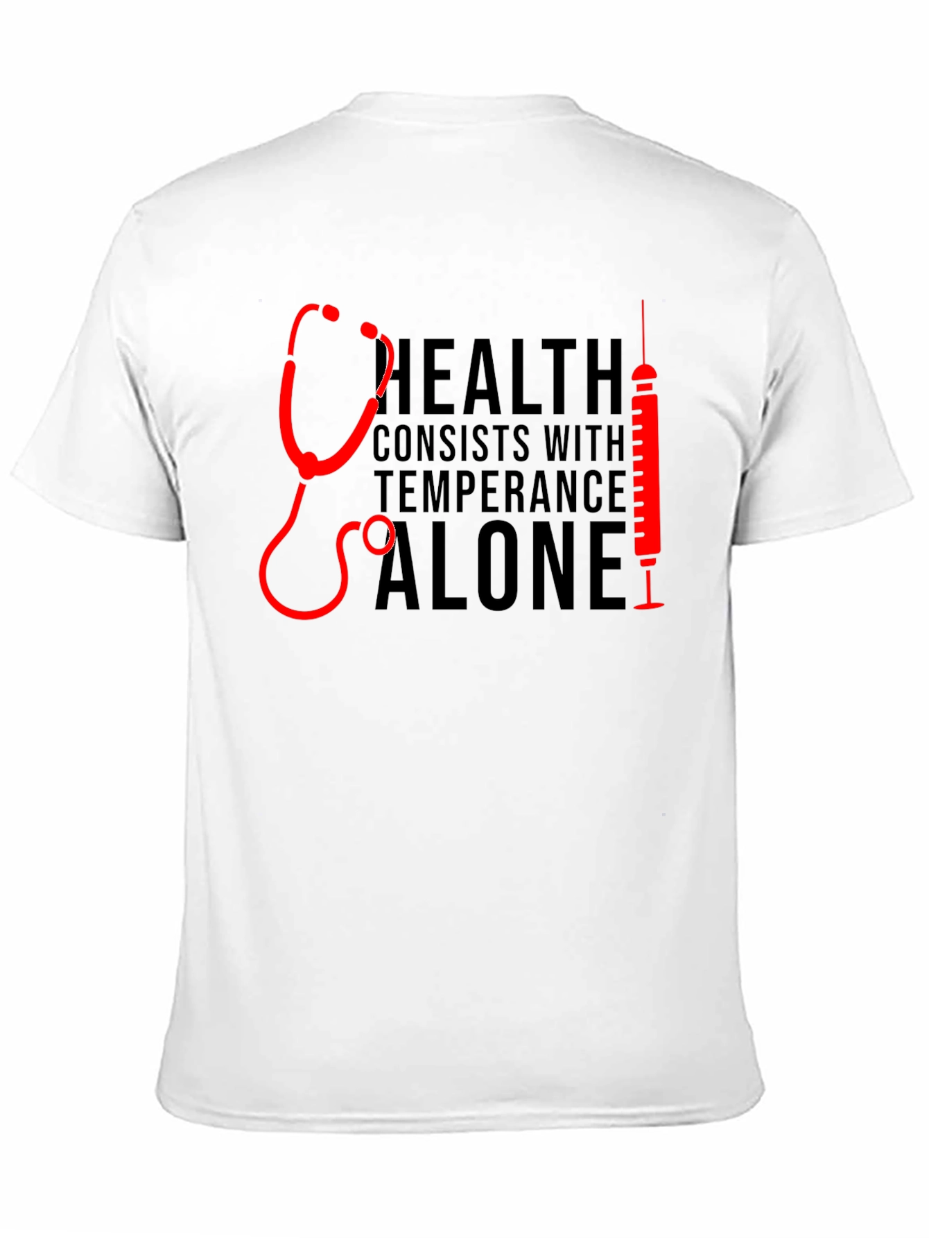 Health Stethoscope & Syringe Black T-Shirt