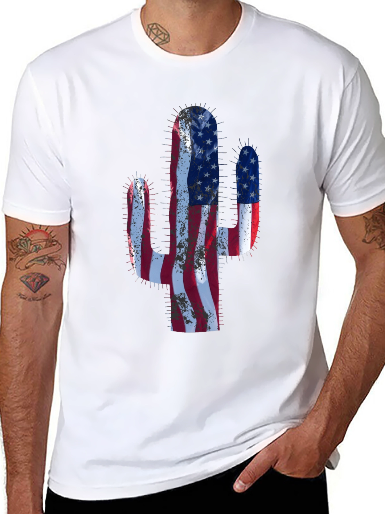 American Flag Cactus Graphic Tee