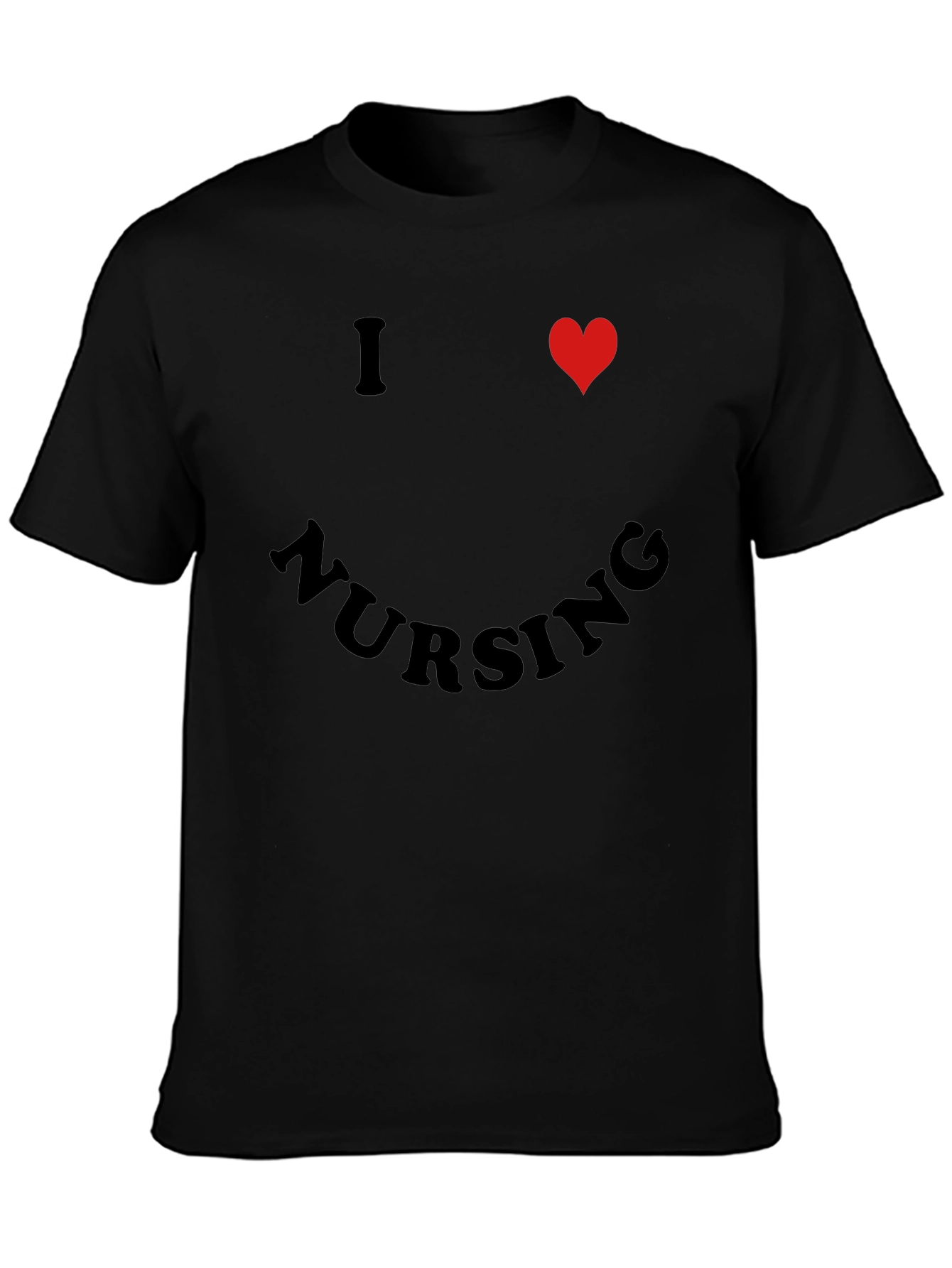 I Heart Nursing Black Graphic T-Shirt
