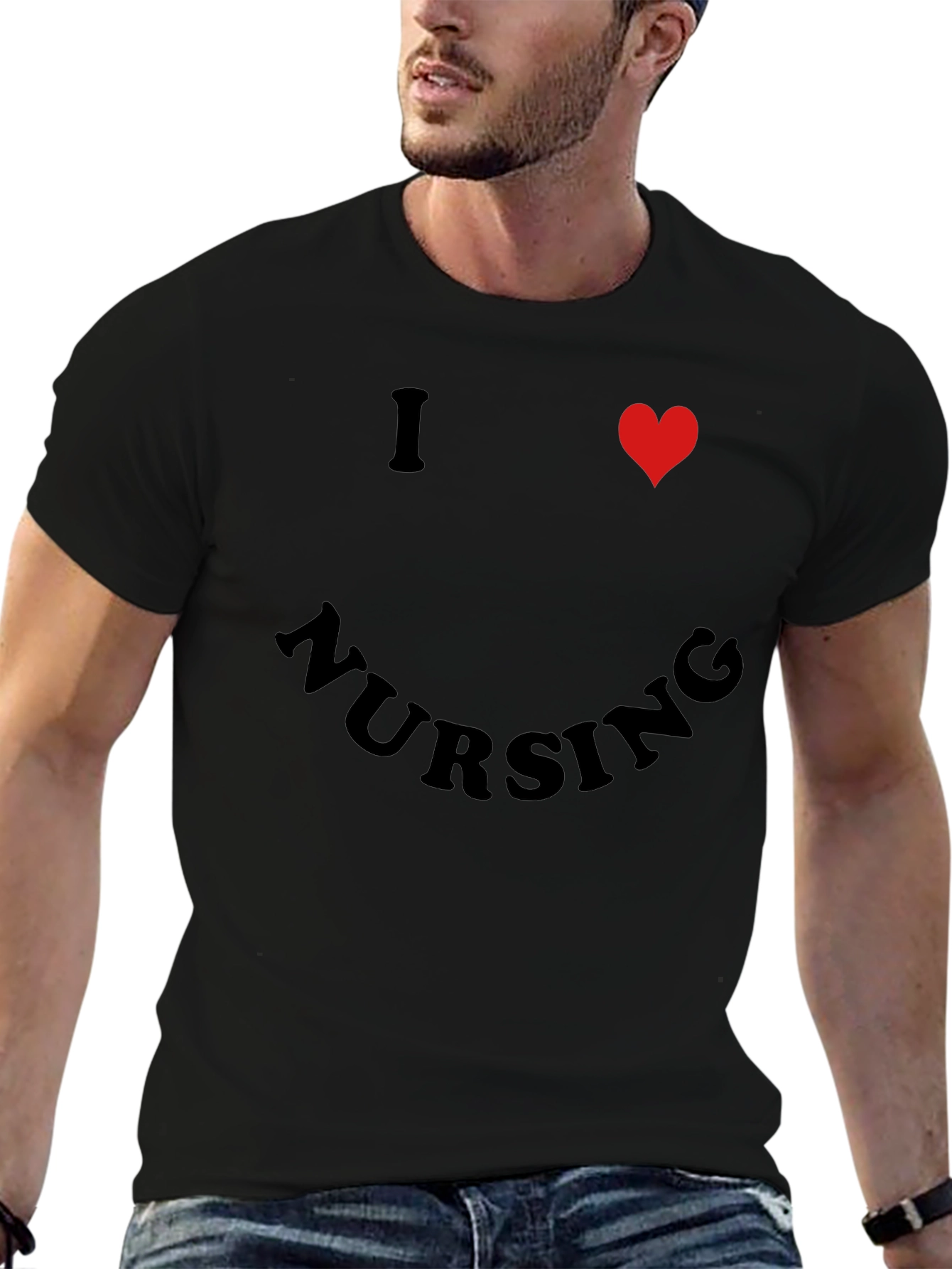 I Heart Nursing Black Graphic T-Shirt