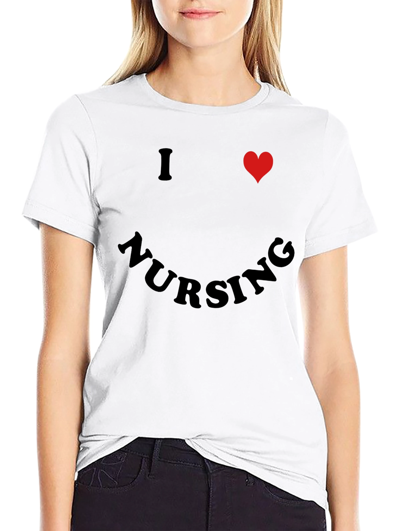 I Heart Nursing Black Graphic T-Shirt
