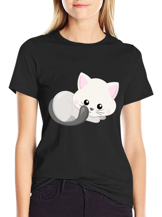 Cute Cat Graphic T-Shirt - Black