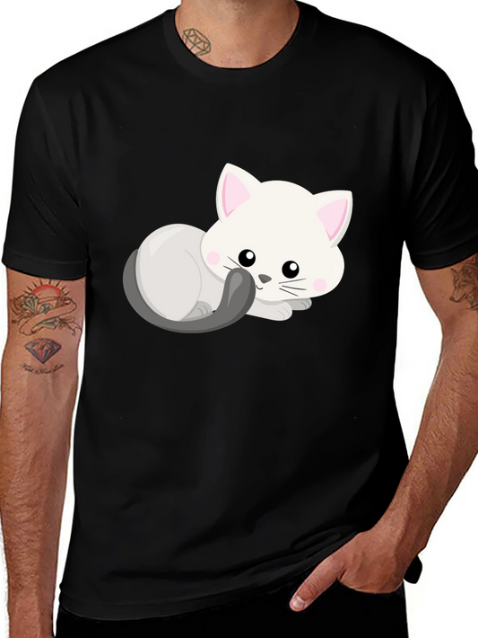 Cute Cat Graphic T-Shirt - Black