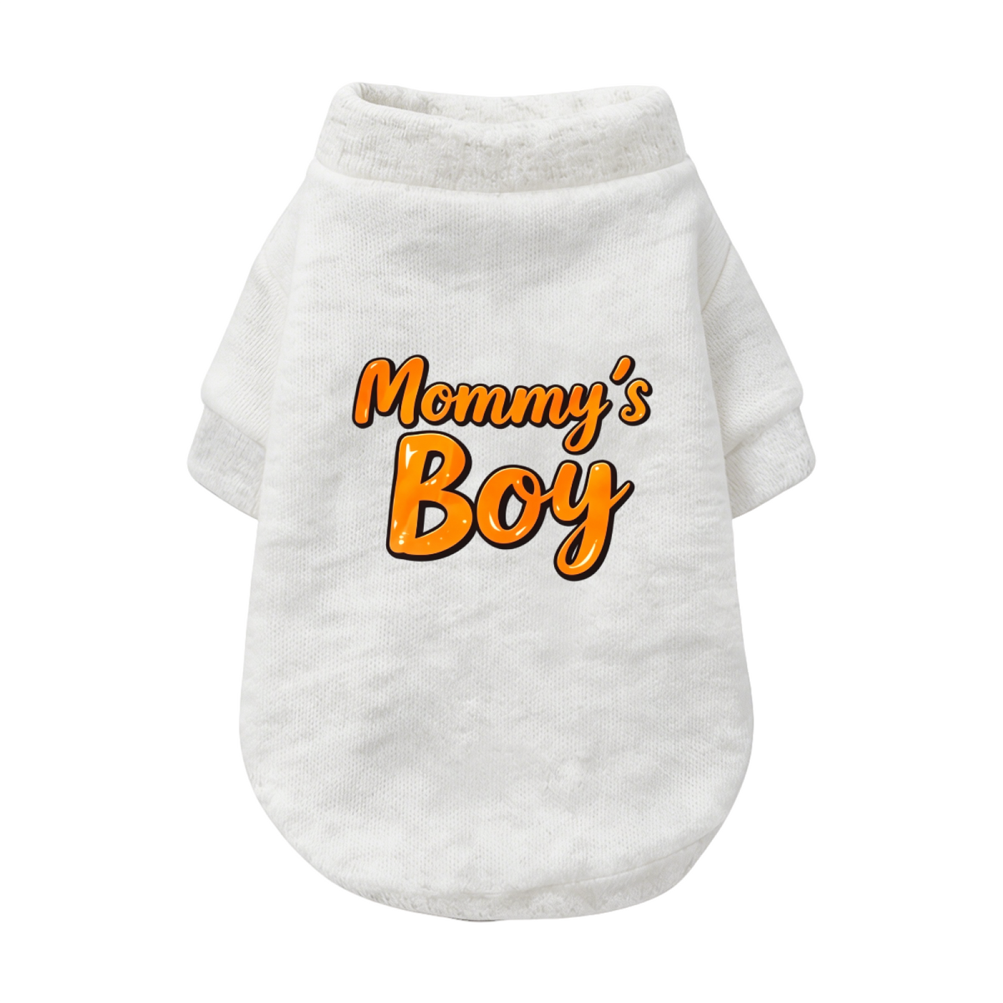 Mommy's Boy Shiny Orange Letter Puppy Grey Sweater