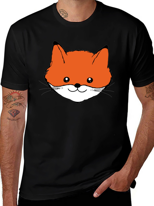 Fox Face Graphic Tee - Black Cotton T-Shirt