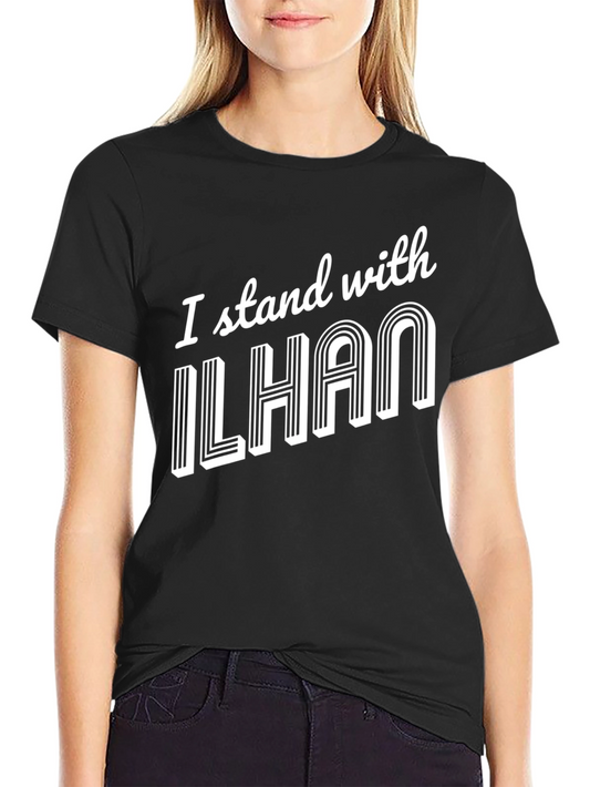 I Stand With Ilhan Black Graphic T-Shirt