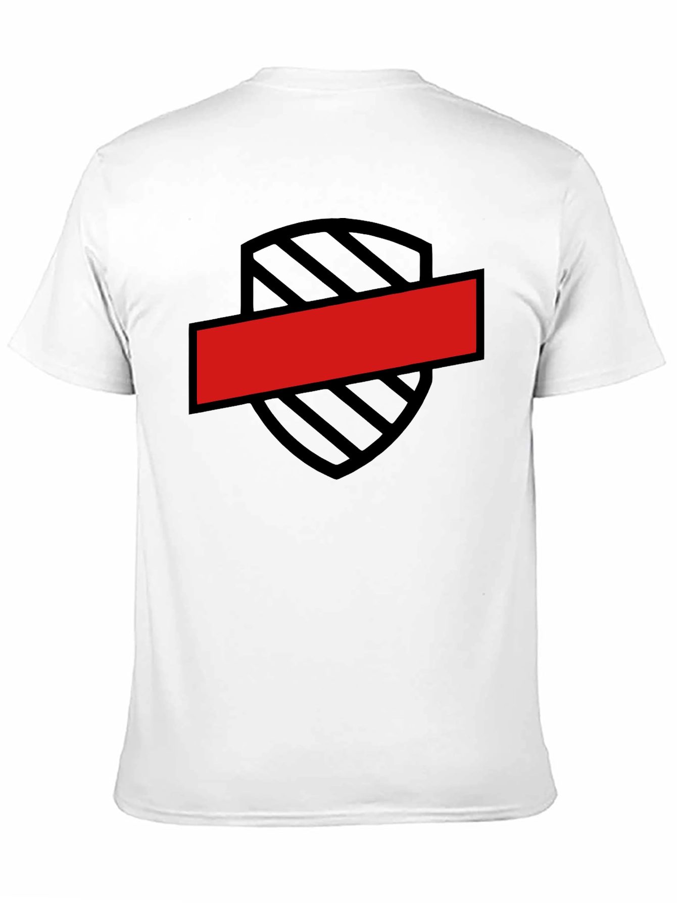 Black T-Shirt with Shield and Red Bar Design