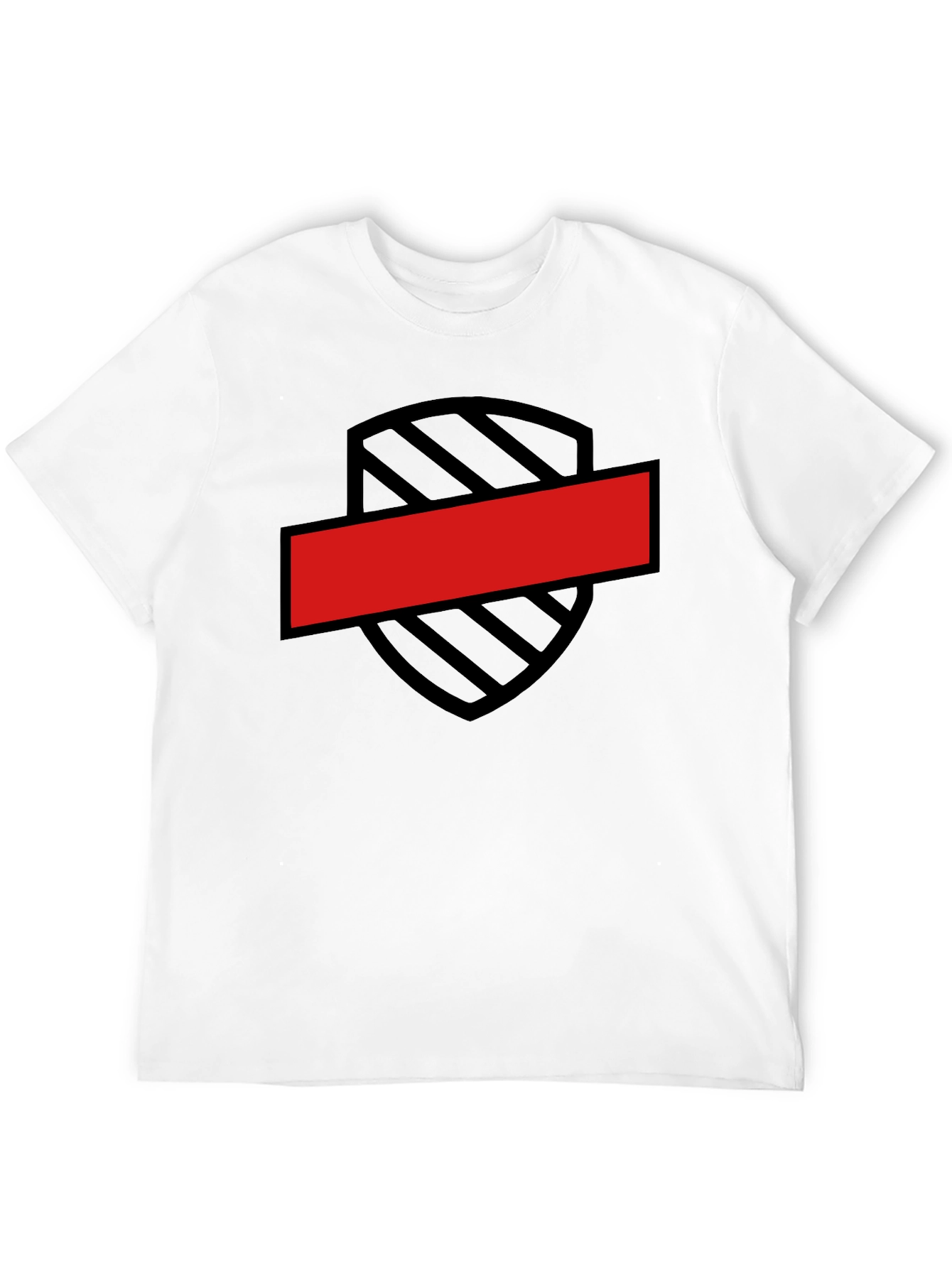 Black T-Shirt with Shield and Red Bar Design