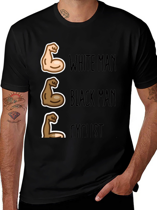Funny Mens Cyclist T-Shirt - White Black Cyclist