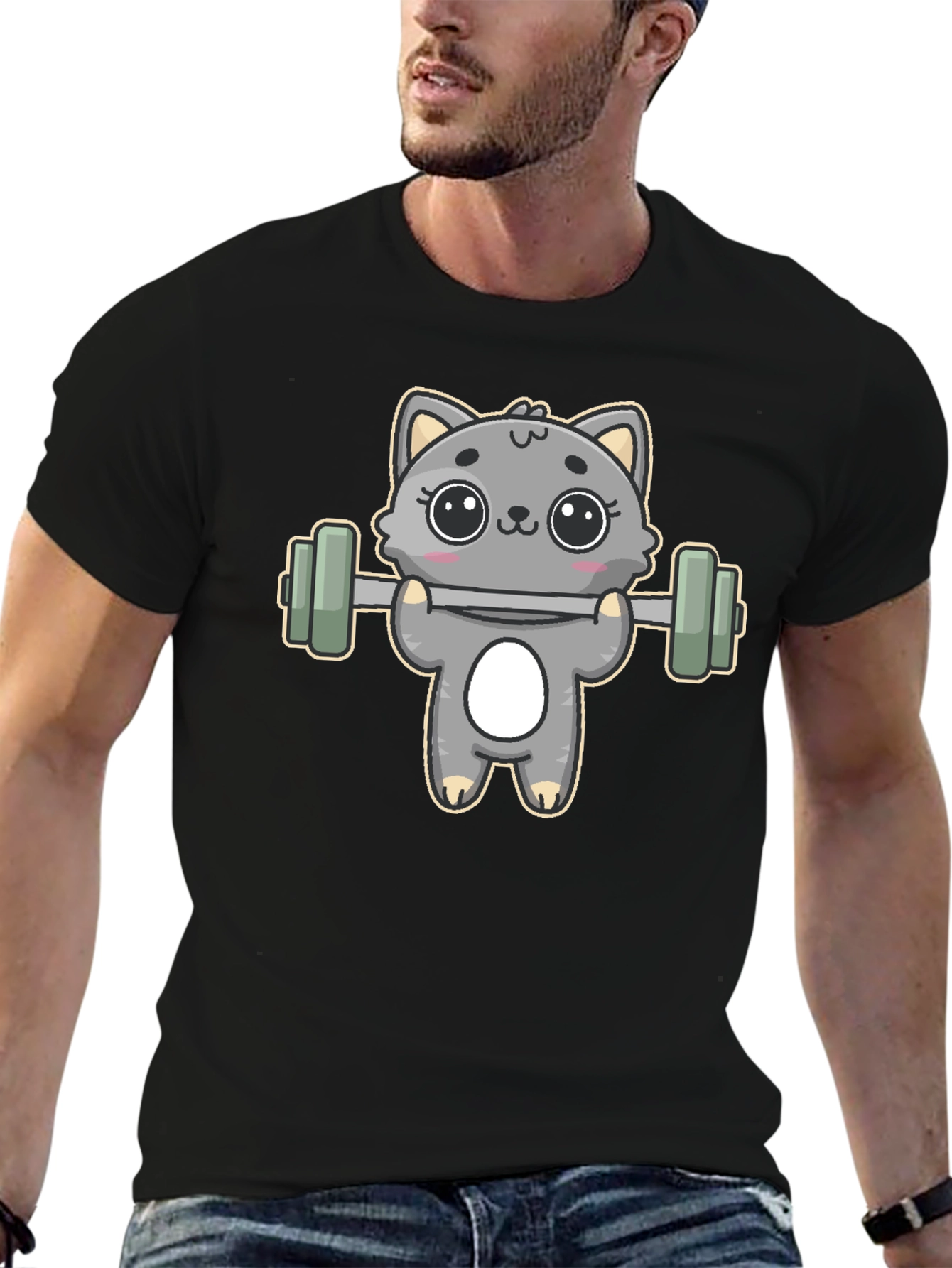Cute Weightlifting Cat T-Shirt
