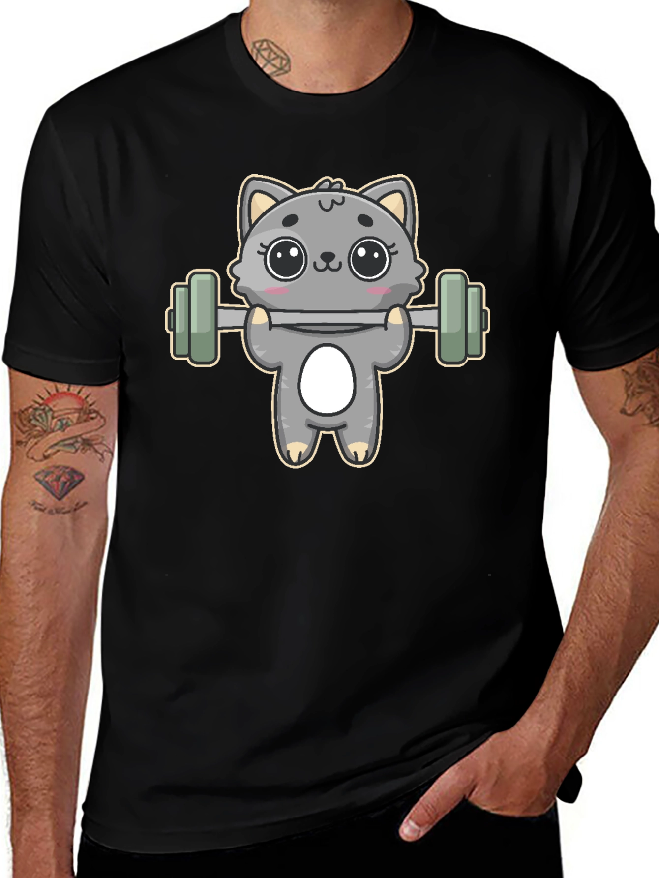 Cute Weightlifting Cat T-Shirt