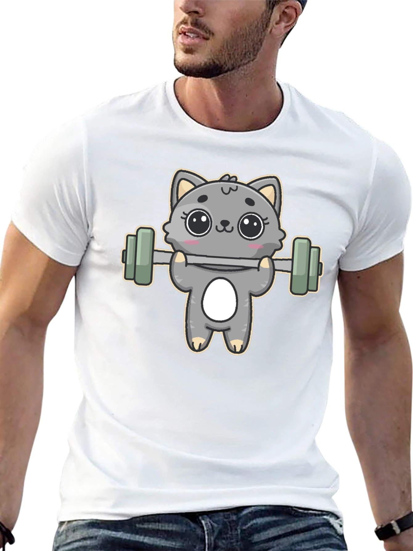 Cute Weightlifting Cat T-Shirt