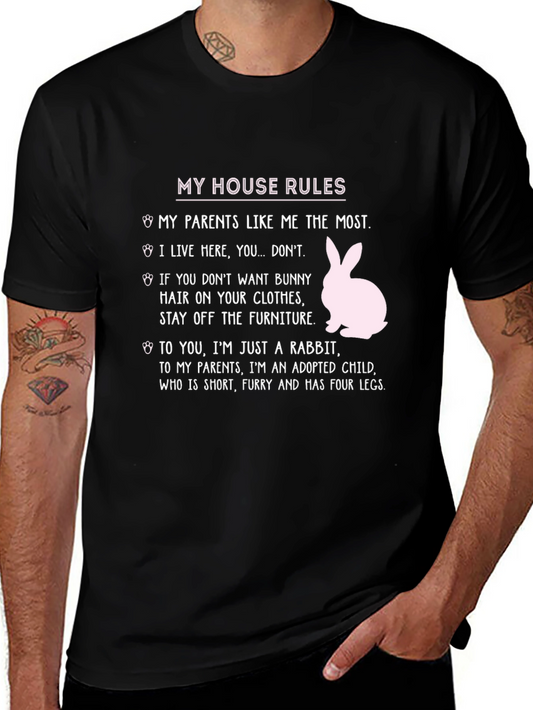 Funny Rabbit House Rules T-Shirt