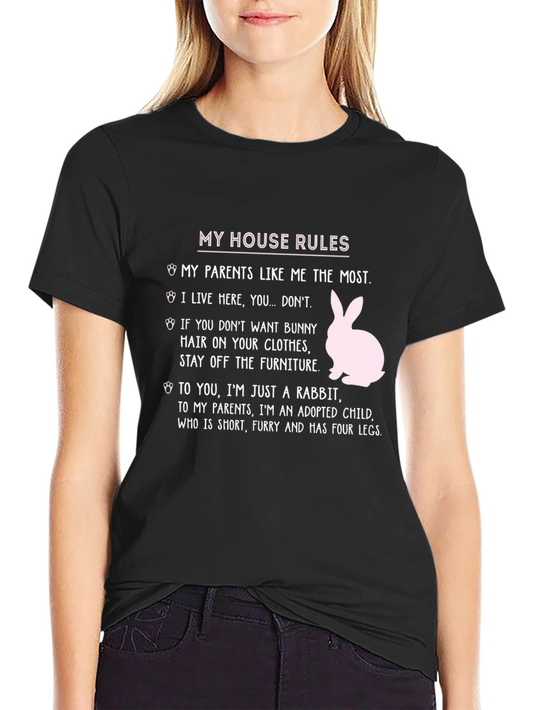 Funny Rabbit House Rules T-Shirt