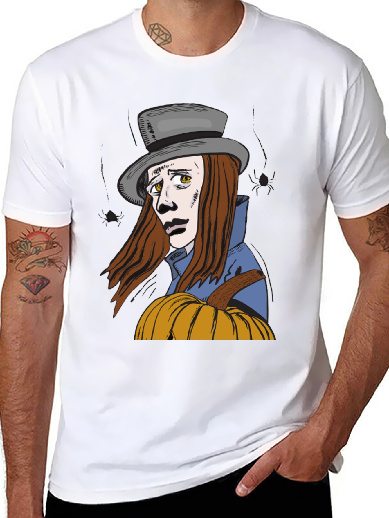 Pumpkin Man Graphic T-Shirt - Halloween Style