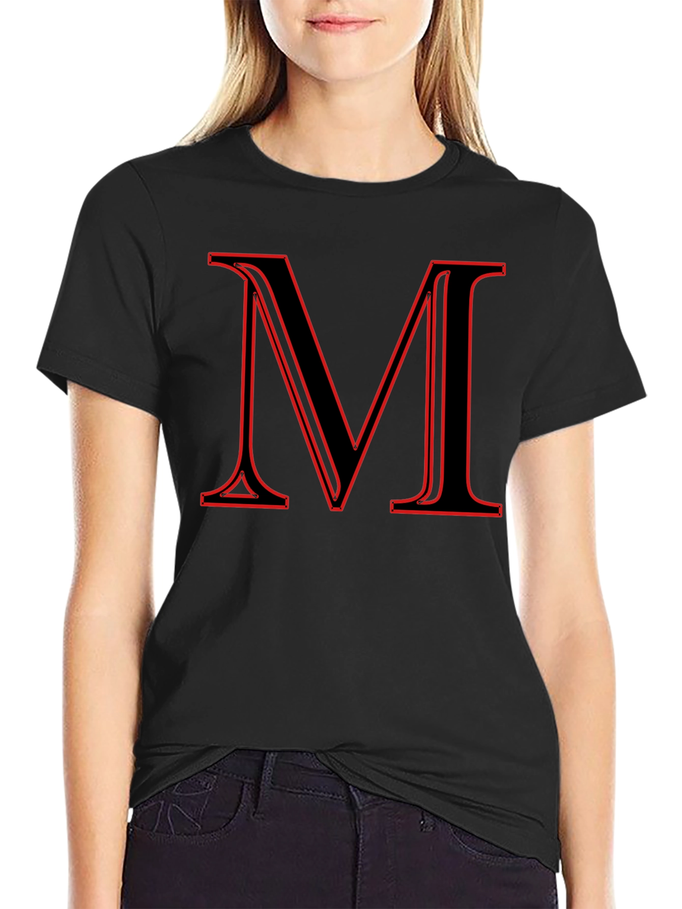 Bold Initial M Black T-Shirt