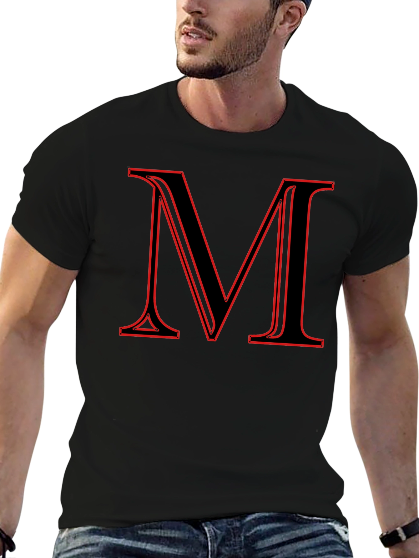 Bold Initial M Black T-Shirt