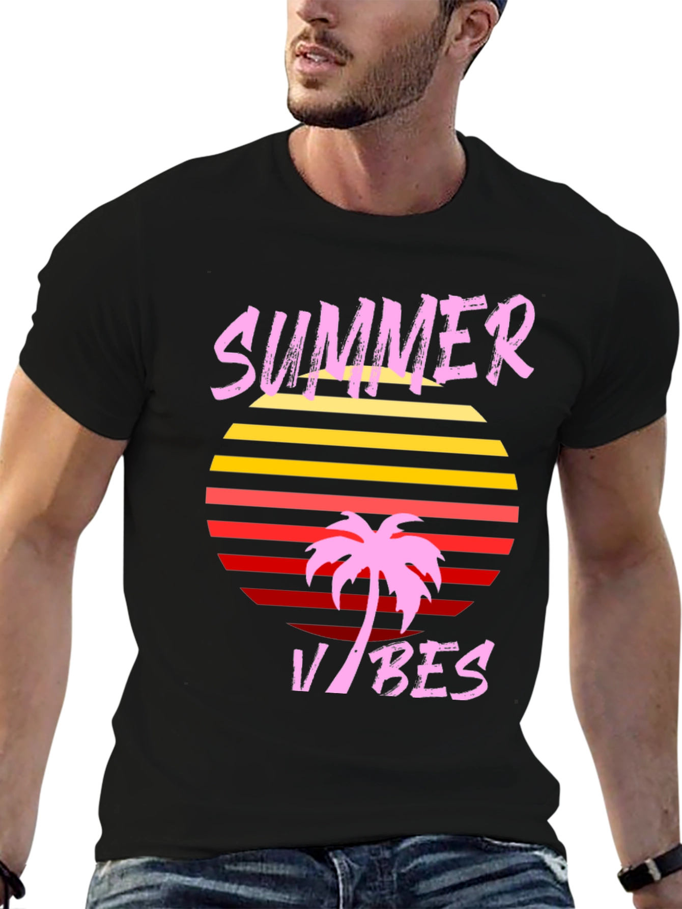 Summer Vibes Graphic T-Shirt - Retro Palm Tree Design